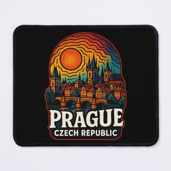 Item preview, Prague Czech Republic Retro Trippy Vintage Travel designed and sold by TomFrontierArt.