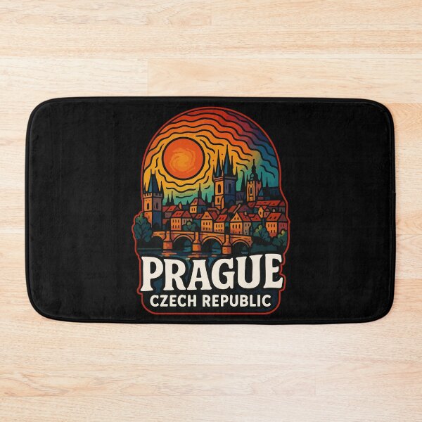 Item preview, Prague Czech Republic Retro Trippy Vintage Travel designed and sold by TomFrontierArt.