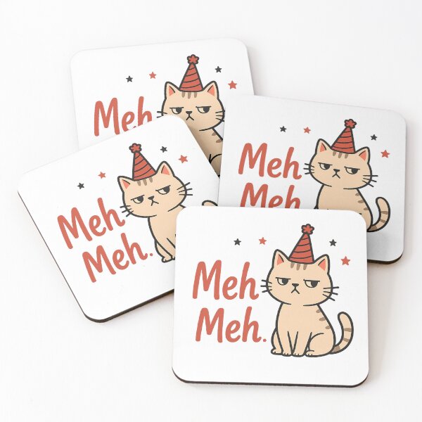 Item preview, Funny Kawaii Grumpy Cat “Meh Meh” Design | Cute Aesthetic Cat Art for Stickers, T-Shirts & Gifts designed and sold by ZyloTee.