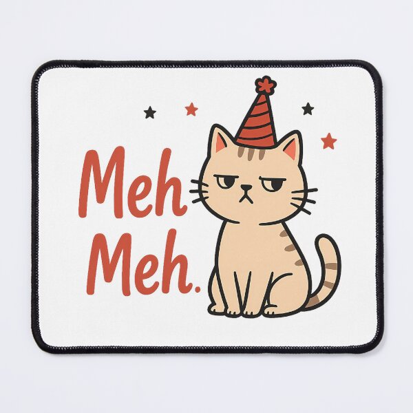 Item preview, Funny Kawaii Grumpy Cat “Meh Meh” Design | Cute Aesthetic Cat Art for Stickers, T-Shirts & Gifts designed and sold by ZyloTee.