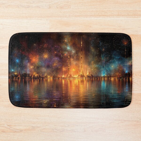 Item preview, Fireworks Illuminate a Vibrant Skyline designed and sold by jecphotography and art.