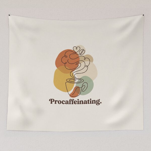 Item preview, Procaffeinating – Funny Coffee One Line Art with Retro Aesthetic designed and sold by MJO80.
