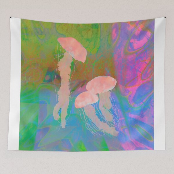 Item preview, psychedelic trippy jellyfish animal print designed and sold by GoodNoodThrift.