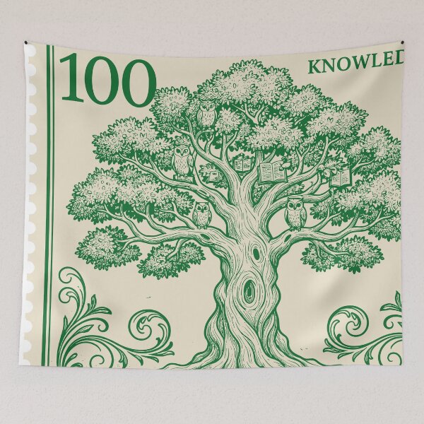 Item preview, Knowledge Tree Vintage Postage Stamp Illustration designed and sold by WhiskStmaps.