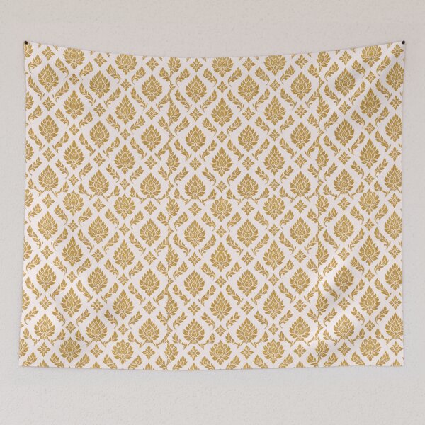 Item preview, Thai Gold Kanok Pattern – Elegant Traditional Floral Seamless Design designed and sold by Sksticker991.