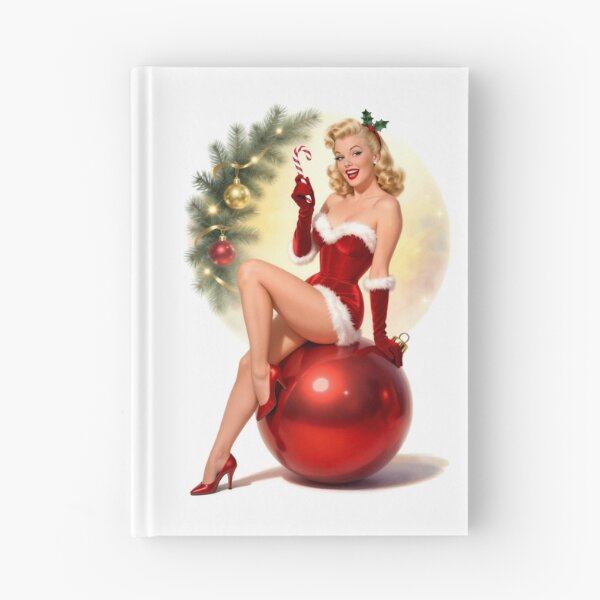 Item preview, Vintage Christmas Pinup Girl on Red Ornament – Retro Holiday Cheesecake Art designed and sold by Lightning-Lace.