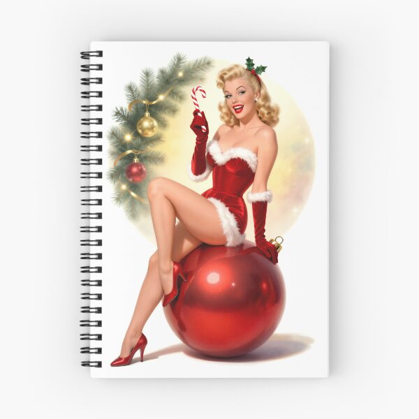 Item preview, Vintage Christmas Pinup Girl on Red Ornament – Retro Holiday Cheesecake Art designed and sold by Lightning-Lace.