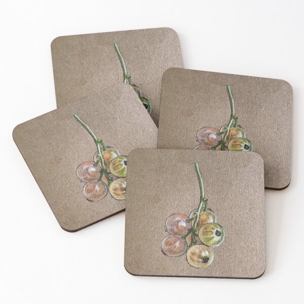 Item preview, White Currants drawn with colored pencils on toned paper designed and sold by AquarellChill.