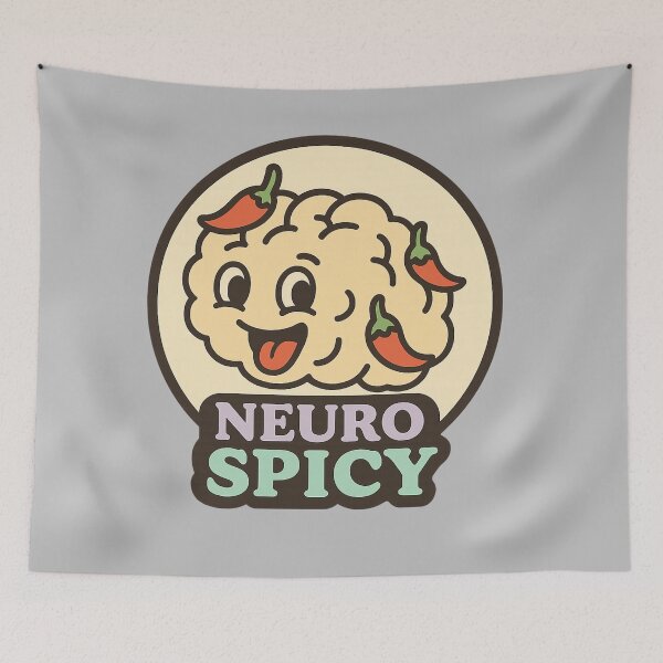 Item preview,  Neuro Spicy – Cute Brain & Chilli Pastel Badge designed and sold by FandomFunStudio.