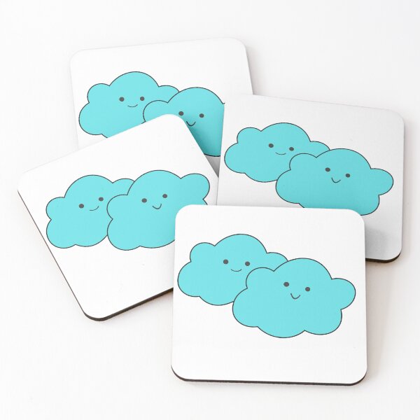 Item preview, Cute Smiling Clouds – Kawaii Blue Cloud Duo Illustration designed and sold by DreamPixelPrint.