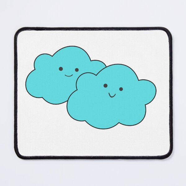 Item preview, Cute Smiling Clouds – Kawaii Blue Cloud Duo Illustration designed and sold by DreamPixelPrint.
