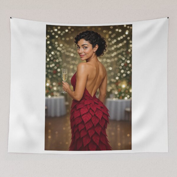 Item preview, Sarah in red poinsettia gown at festive gala designed and sold by CathryneDelamort.