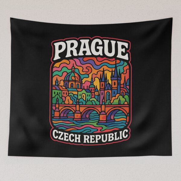 Item preview, Prague Czech Republic Colorful Trippy Travel designed and sold by TomFrontierArt.