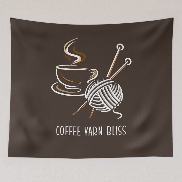 Item preview, Coffee Yarn Bliss Simple Line Art | Aesthetic Crochet Lover Gif designed and sold by Kate Hyunsu Cho.
