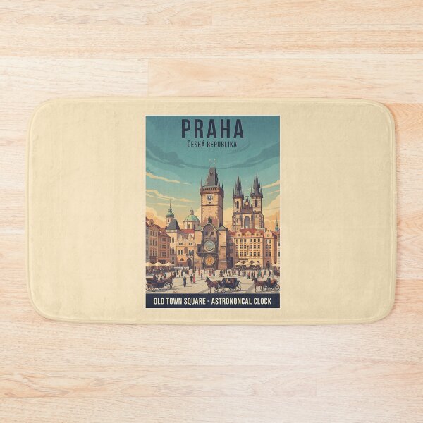 Item preview, Prague Old Town Square Astronomical Clock Vintage Travel Poster Art designed and sold by sky11PP.