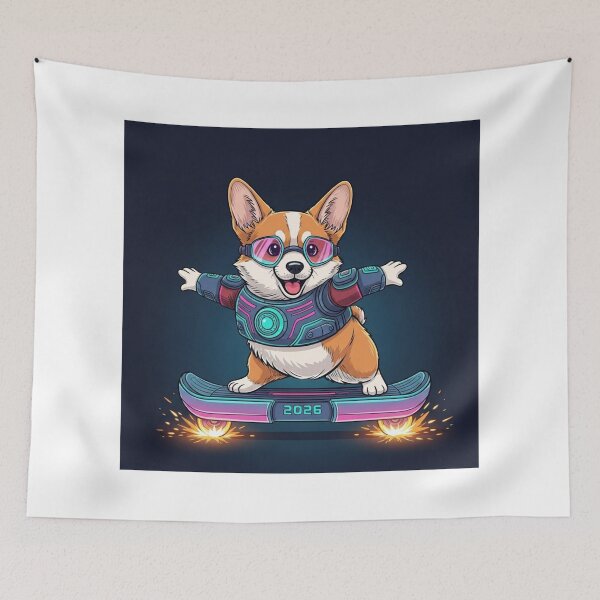 Item preview, New Year Skater Corgi designed and sold by PetJoyPrintsCO.