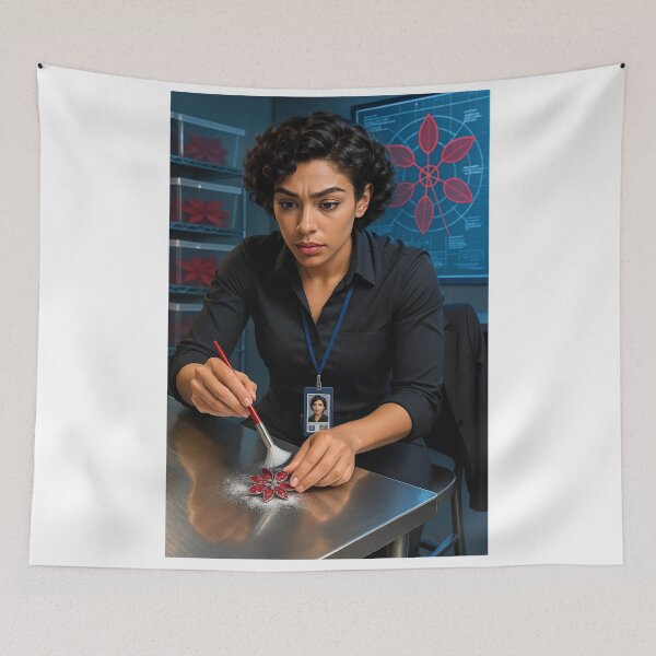 Item preview, Sarah agent examines poinsettia with brush designed and sold by CathryneDelamort.