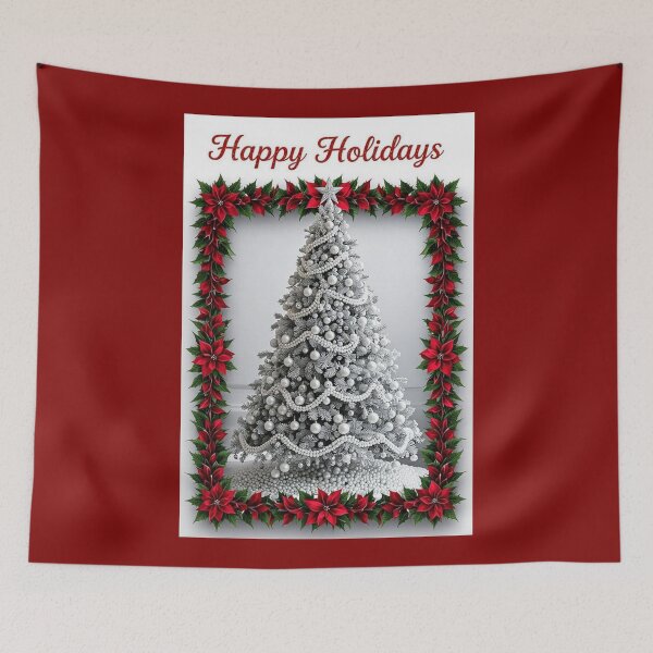Item preview, White Christmas Tree & Holly - Happy Holidays designed and sold by DesignsByPrnces.