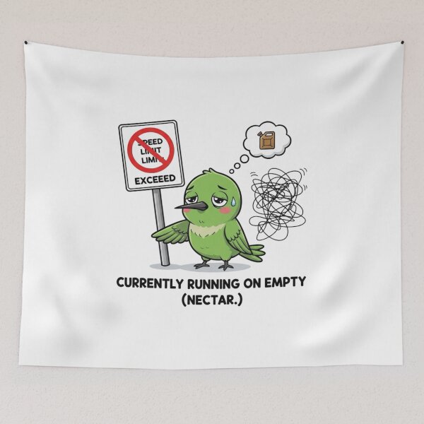 Item preview, Running on Empty – Low Energy Bird Meme designed and sold by Whisky1111.