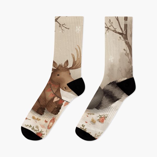 Item preview, Valentine’s Moose & Raccoon Couple • Whimsical Heart Garland Prep Art designed and sold by WildlifeWhimsy.