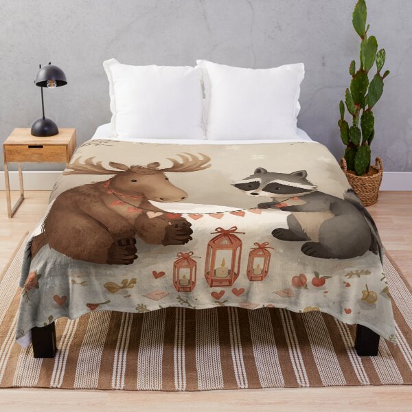 Item preview, Valentine’s Moose & Raccoon Couple • Whimsical Heart Garland Prep Art designed and sold by WildlifeWhimsy.