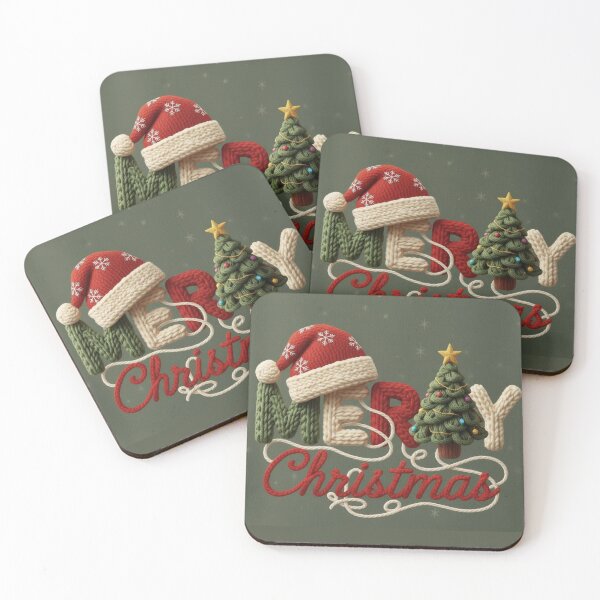 Item preview, "Merry Christmas Knit Sweater Design - Faux Embroidery Stitched Letters" designed and sold by LolaCreative622.