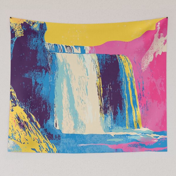 Item preview, Retro Waterfall Nature Minimalist Abstract Art Illustration designed and sold by LVTFCOarts.