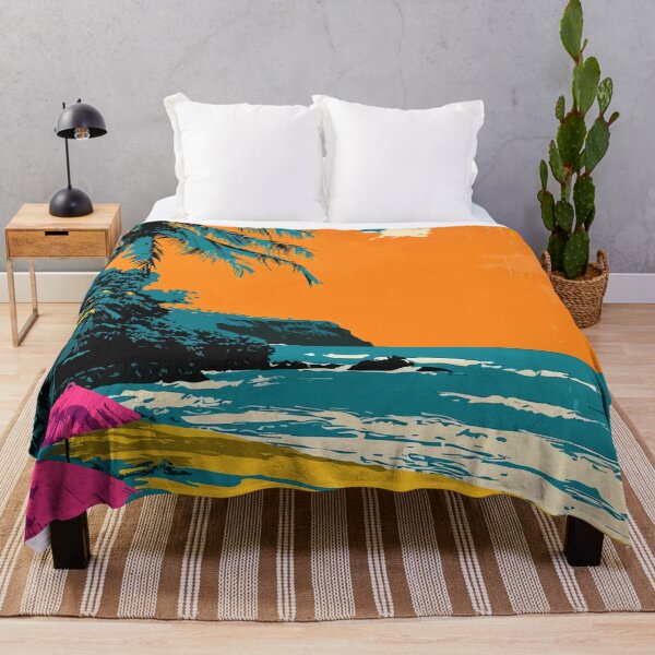 Item preview, Vintage Hawaii Island Orange Sunset Nature Minimalist Abstract Art Illustration designed and sold by LVTFCOarts.
