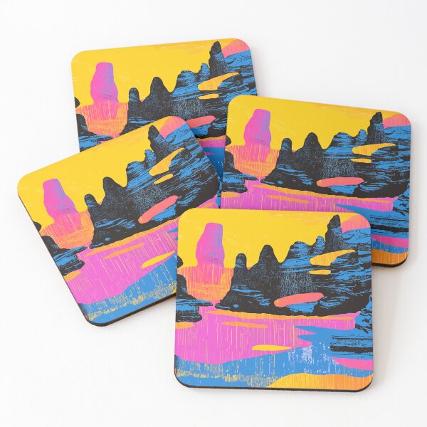 Item preview, Retro Synth Rock Canyon Nature Minimalist Abstract Art Illustration designed and sold by LVTFCOarts.
