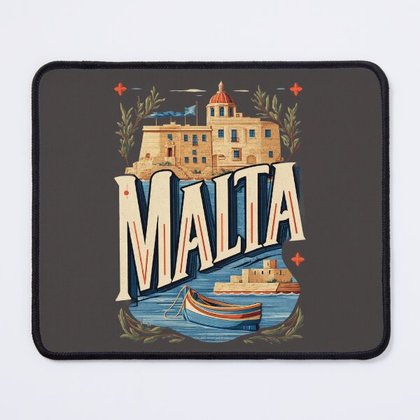 Item preview, Malta island motif with harbor fortress and luzzu boat – Mediterranean design designed and sold by Meiersbeste.