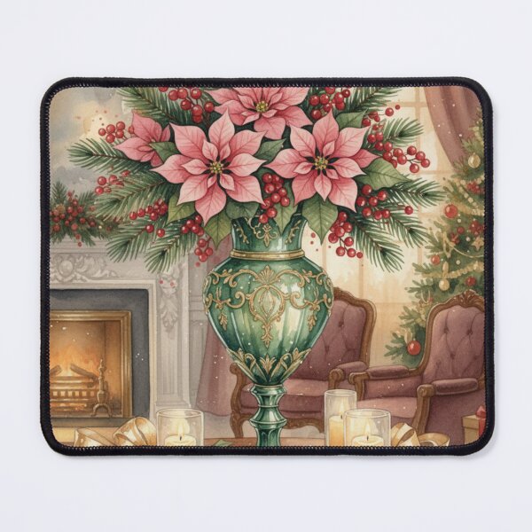 Item preview, Festive Hearth Elegance – Poinsettia Bouquet in an Ornate Emerald Vase designed and sold by Dream Bloom Gallery.