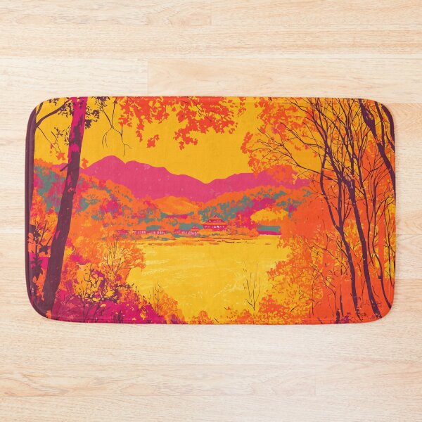 Aperçu de l'œuvre Illustration minimaliste abstraite de la nature au coucher du soleil en forêt automnale créée et vendue par LVTFCOarts.