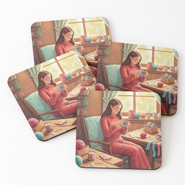 Item preview, Lady Crocheting  in Her Cozy Craftting Room - Crochet Lover designed and sold by Wiss2Arts.
