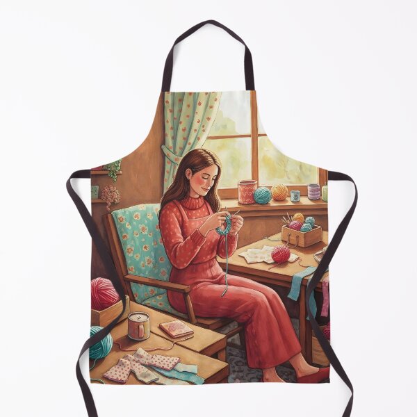 Item preview, Lady Crocheting in Her Cozy Craftting Room - Crochet Lover designed and sold by Wiss2Arts.
