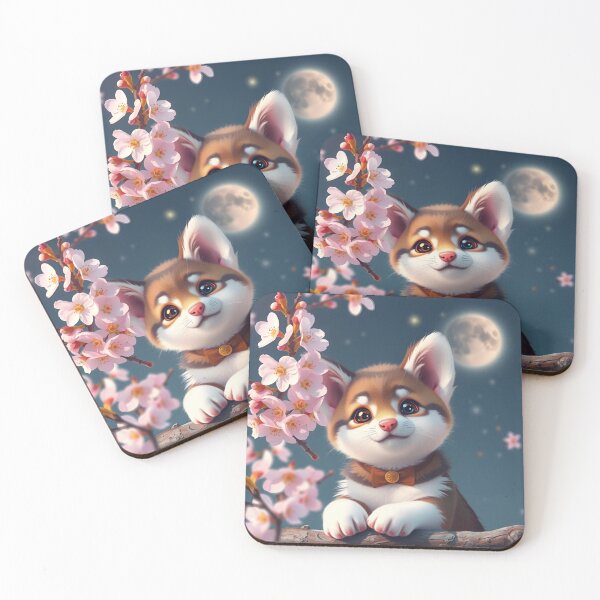 Item preview, Charming Fox Under Moonlight and Sakura Blooms designed and sold by CASASIS_MERCH.