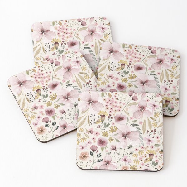 Item preview, Dusty Garden Florals on Light Yellow designed and sold by Lynne Adams.