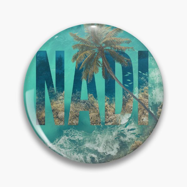 Item preview, Nadi Fiji motif with palm tree, coral reef and turquoise sea designed and sold by Meiersbeste.