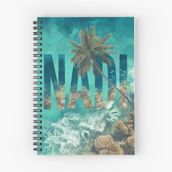 Item preview, Nadi Fiji motif with palm tree, coral reef and turquoise sea designed and sold by Meiersbeste.