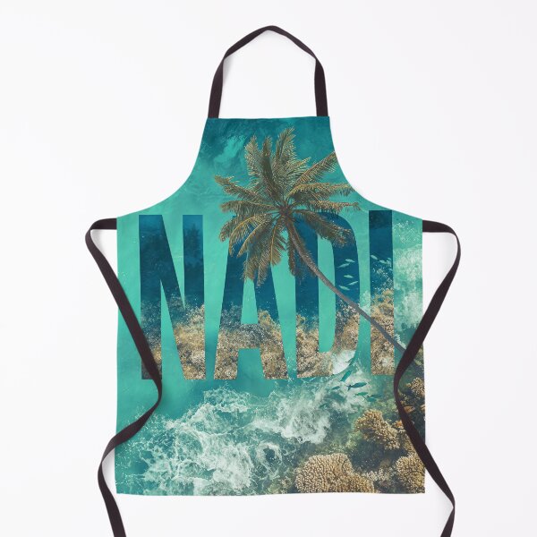 Item preview, Nadi Fiji motif with palm tree, coral reef and turquoise sea designed and sold by Meiersbeste.