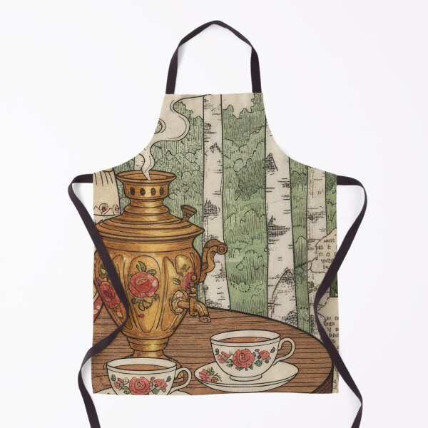Item preview, Vintage Matryoshka Tea Poster With Birch Forest Flowers designed and sold by CoffeeinBloom.