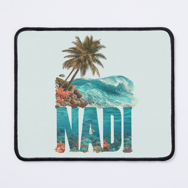 Item preview, Nadi Fiji motif with palm trees, wave and coral reef – Tropical island art designed and sold by Meiersbeste.
