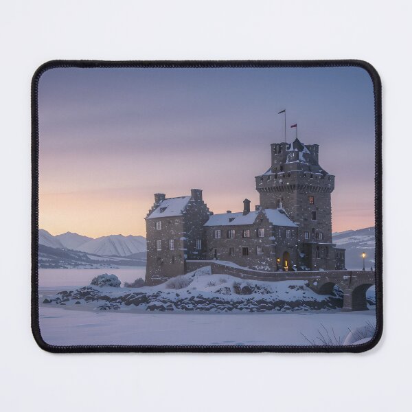Item preview, Winter Lake Castle Sunset View designed and sold by AnimalAirtistry.