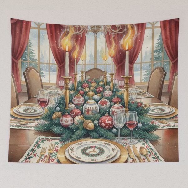 Item preview, Candlelit Noël Feast – A Timeless Christmas Dining Elegance designed and sold by Dream Bloom Gallery.