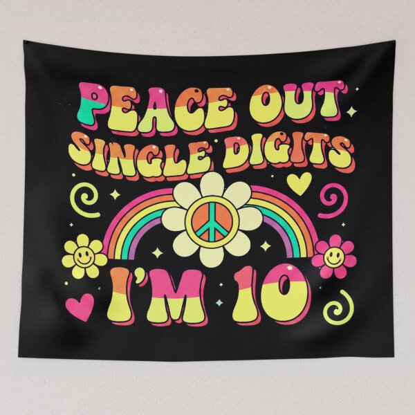 Item preview, “Peace Out Single Digits I’m 10 – 10th Birthday Retro Tie Dye T-Shirt & Gifts” designed and sold by Teetreasure2.