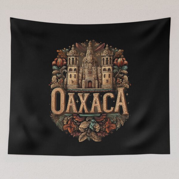 Item preview, Oaxaca, Mexico motif with cathedral and floral ornaments – colonial city design designed and sold by Meiersbeste.
