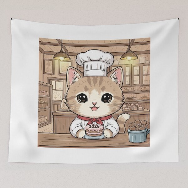 Item preview, New Year Chef Kitten designed and sold by PetJoyPrintsCO.
