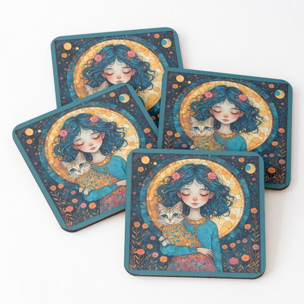 Item preview, Beautiful girl with a cat. designed and sold by Natalia-Vlad.