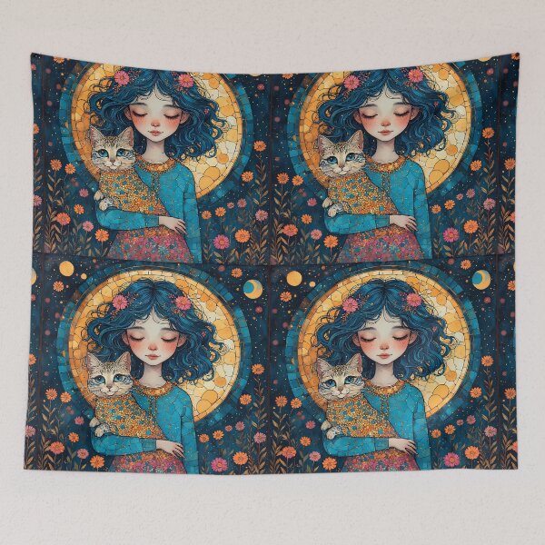 Item preview, Beautiful girl with a cat. designed and sold by Natalia-Vlad.