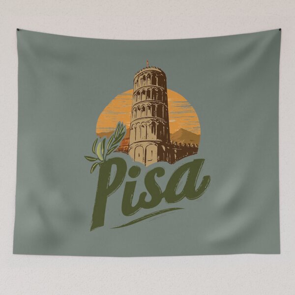 Item preview, Pisa, Italy motif with Leaning Tower, sunset and olive branch designed and sold by Meiersbeste.
