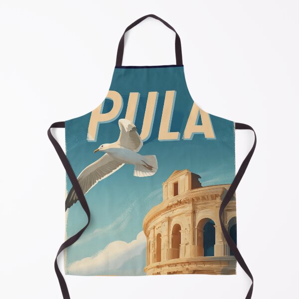 Item preview, Pula Croatia poster with Roman arena and seagull – vintage travel motif designed and sold by Meiersbeste.